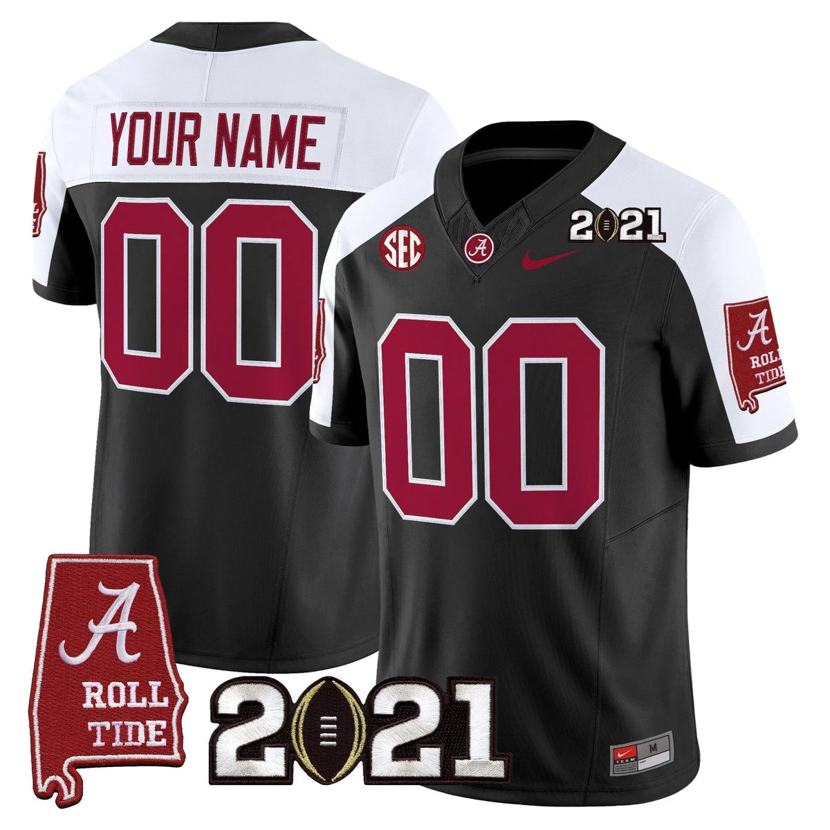 Personalized ACT '2021 CFP National Championship' Vapor Limited Custom Jersey - Alabama Map - Black Alternate Stitched