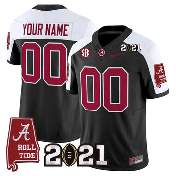 Personalized ACT '2021 CFP National Championship' Vapor Limited Custom Jersey - Alabama Map - Black Alternate Stitched