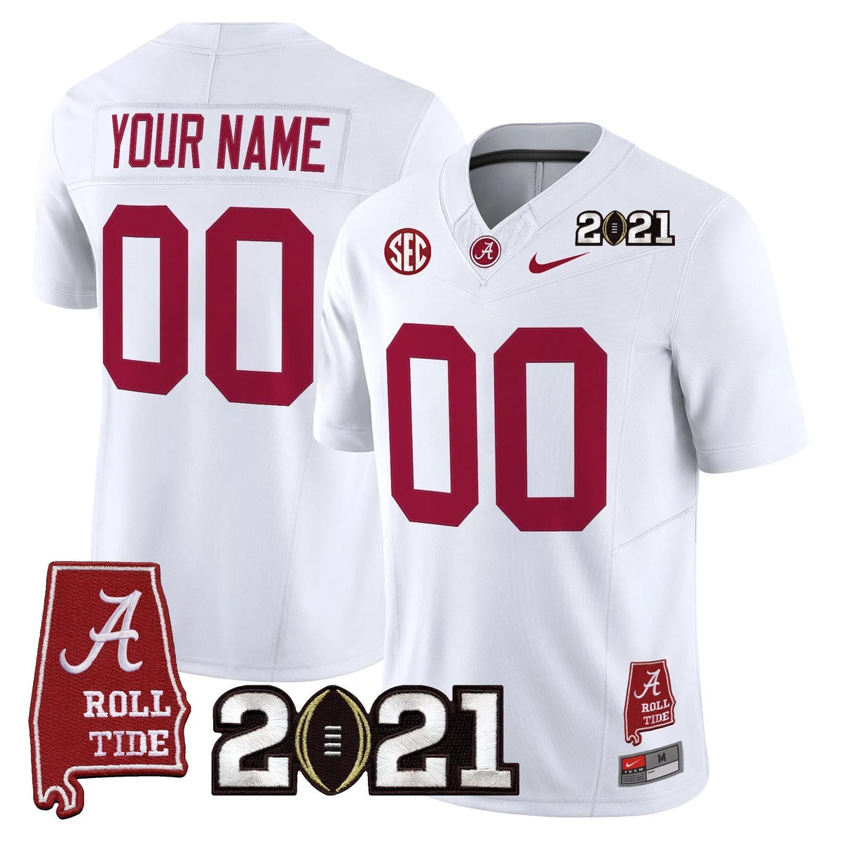 Personalized ACT '2021 CFP National Championship' Vapor Limited Custom Jersey - Alabama Map - White Stitched