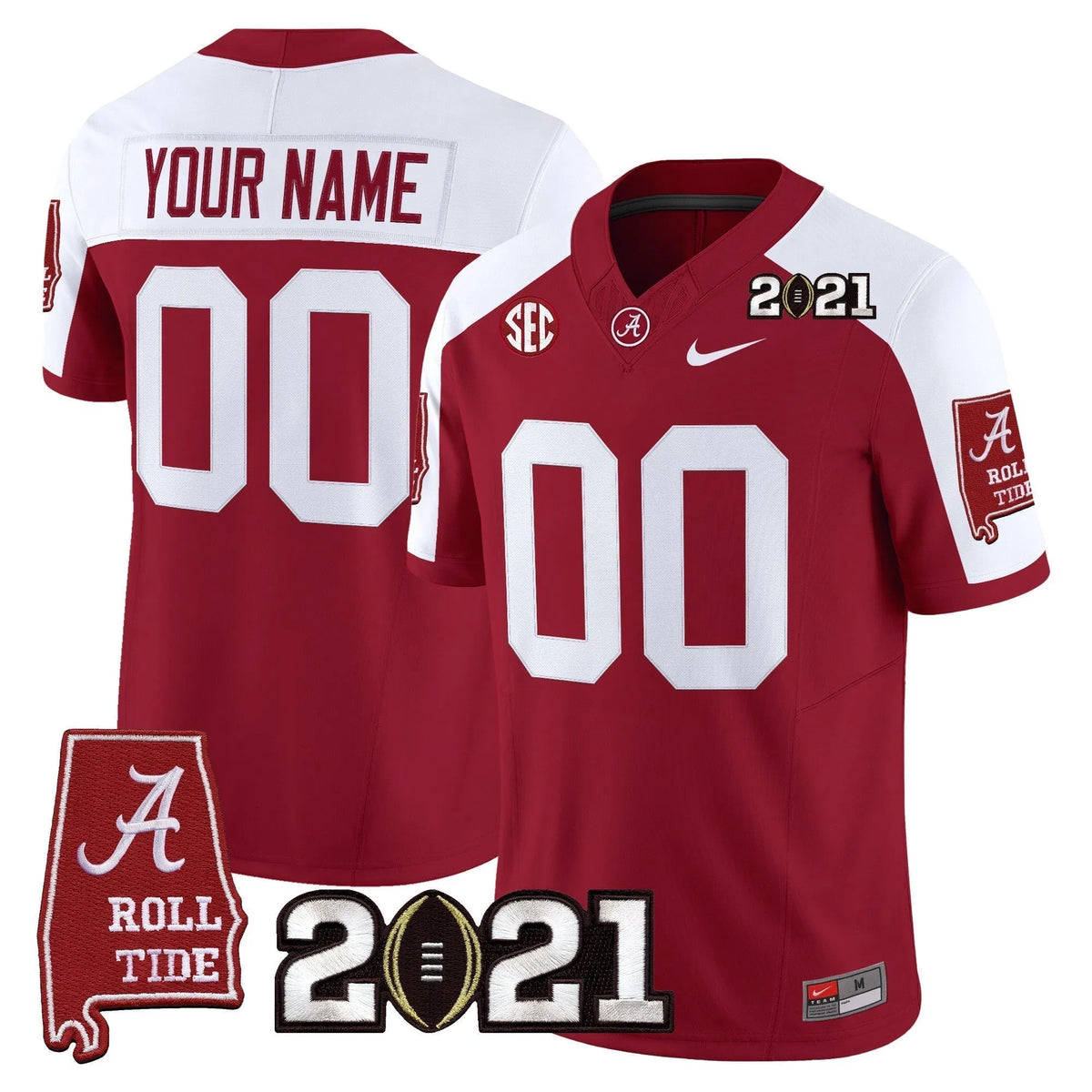 Personalized ACT '2021 CFP National Championship' Vapor Limited Custom Jersey - Alabama Map - Crimson Alternate Stitched