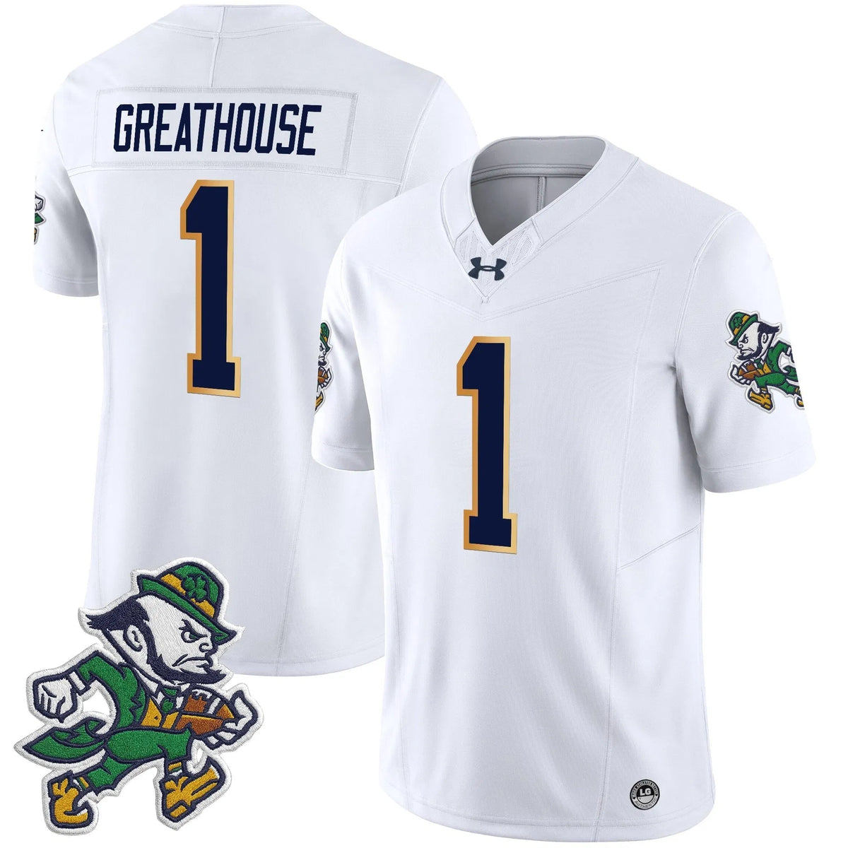Personalized NDFI 2026 'Gridiron Leprechaun Edition' Vapor Limited Jersey - White / Jaden Greathouse Stitched