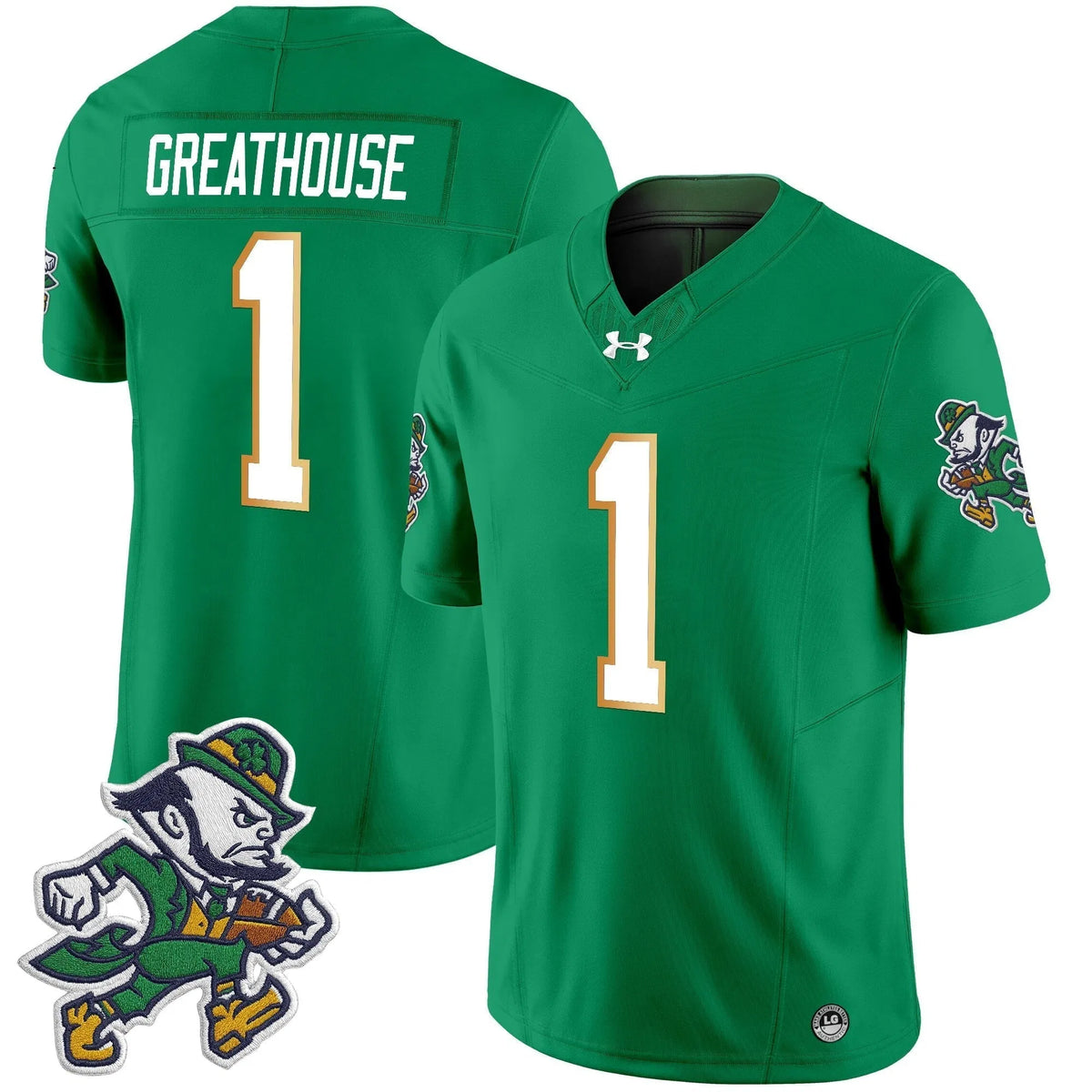 Personalized NDFI 2026 'Gridiron Leprechaun Edition' Vapor Limited Jersey - Green / Jaden Greathouse Stitched