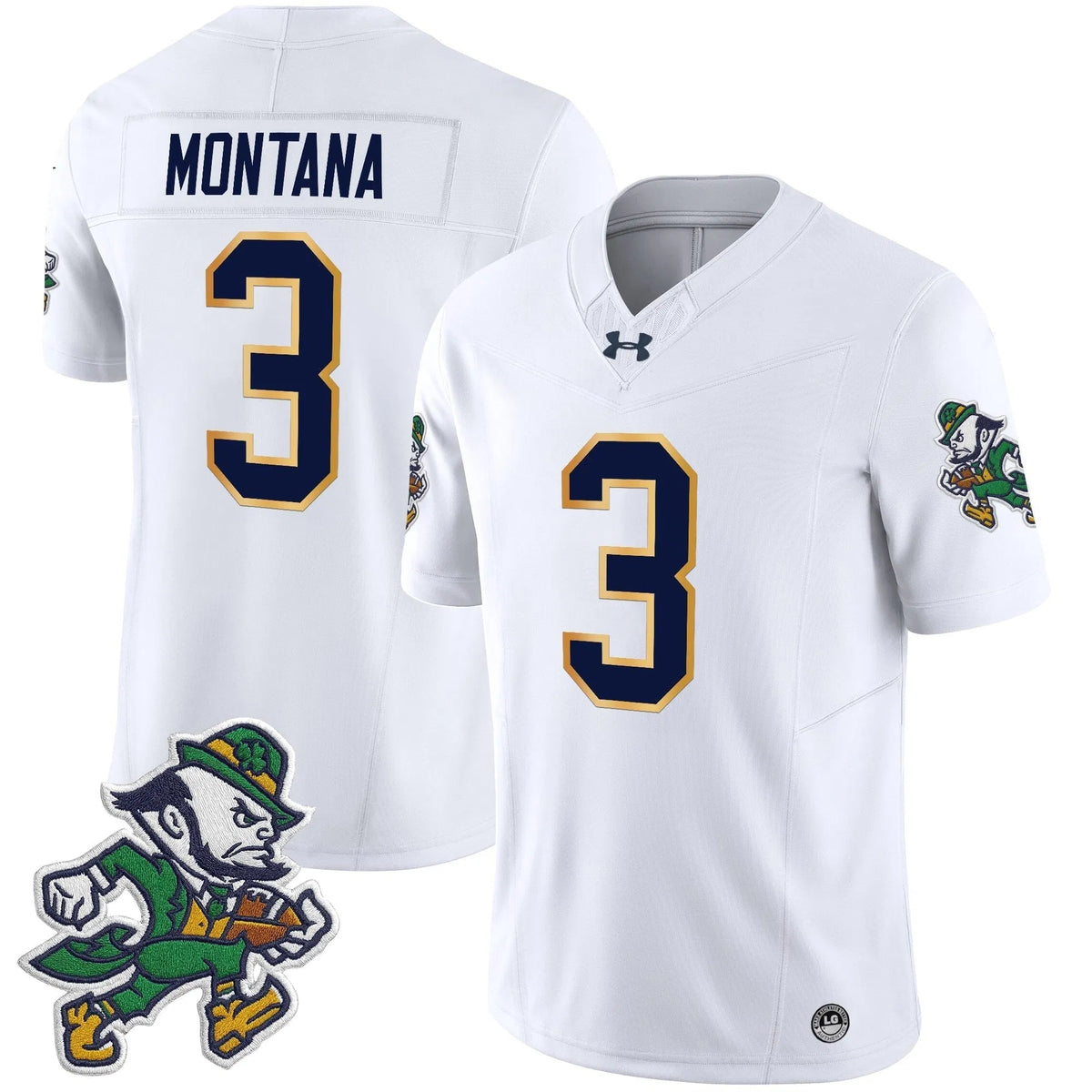 Personalized NDFI 2026 'Gridiron Leprechaun Edition' Vapor Limited Jersey - White / Joe Montana Stitched