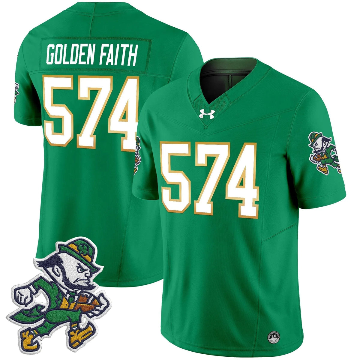 Personalized NDFI 2026 'Gridiron Leprechaun Edition' Vapor Limited Jersey - Green / Golden Faith 574 Stitched