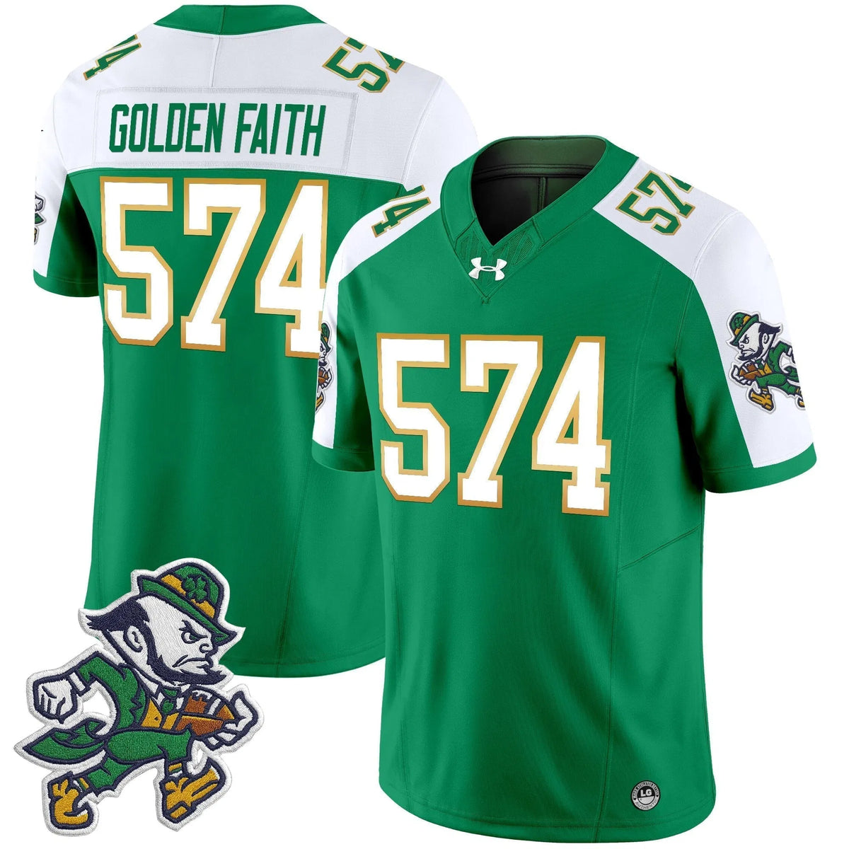 Personalized NDFI 2026 'Gridiron Leprechaun Edition' Vapor Limited Jersey - Green Alternate / Golden Faith 574 Stitched