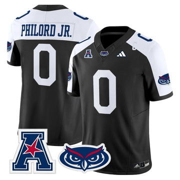 Personalized Florida Atlantic Owls 2026 Vapor Limited Jersey - Black Alternate / Wendol Philord Stitched