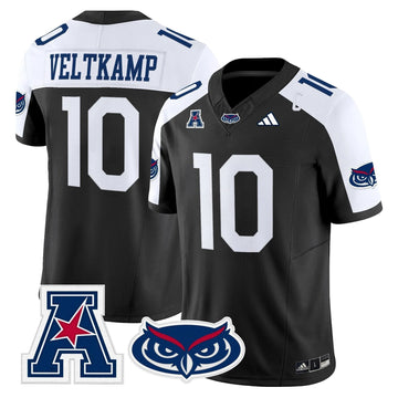 Personalized Florida Atlantic Owls 2026 Vapor Limited Jersey - Black Alternate / Caden Veltkamp Stitched