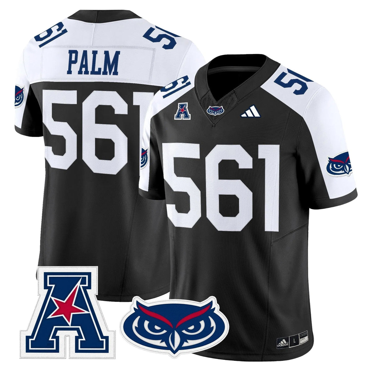 Personalized Florida Atlantic Owls 2026 Vapor Limited Jersey - Black Alternate / Palm 561 Stitched
