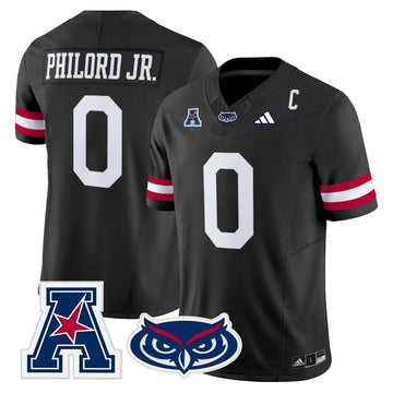Personalized Florida Atlantic Owls 2026 Vapor Limited Jersey - Black / Wendol Philord Stitched