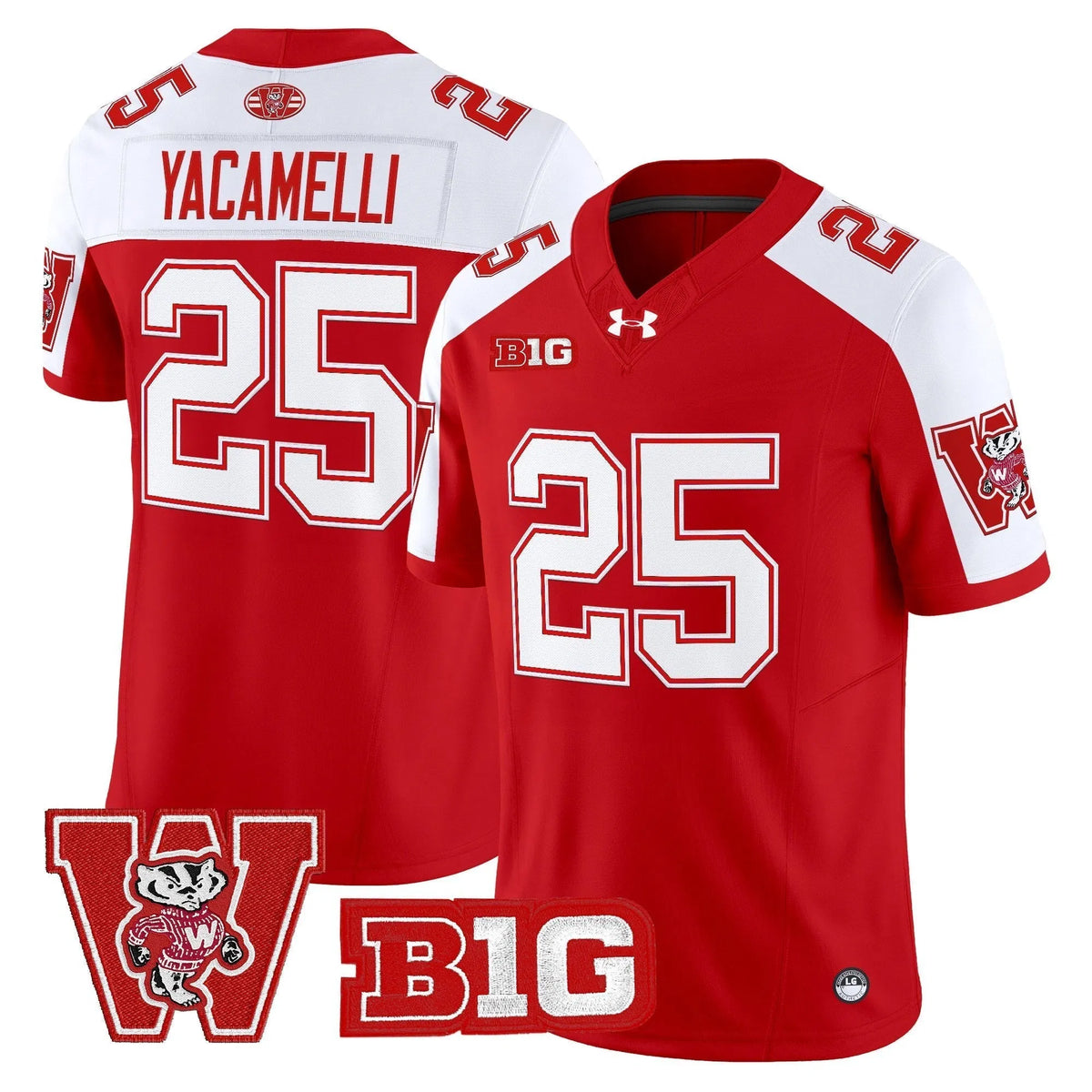 Personalized Wisconsin Badgers Throwback Vapor Limited Jersey - Red Alternate / Cade Yacamelli Stitched