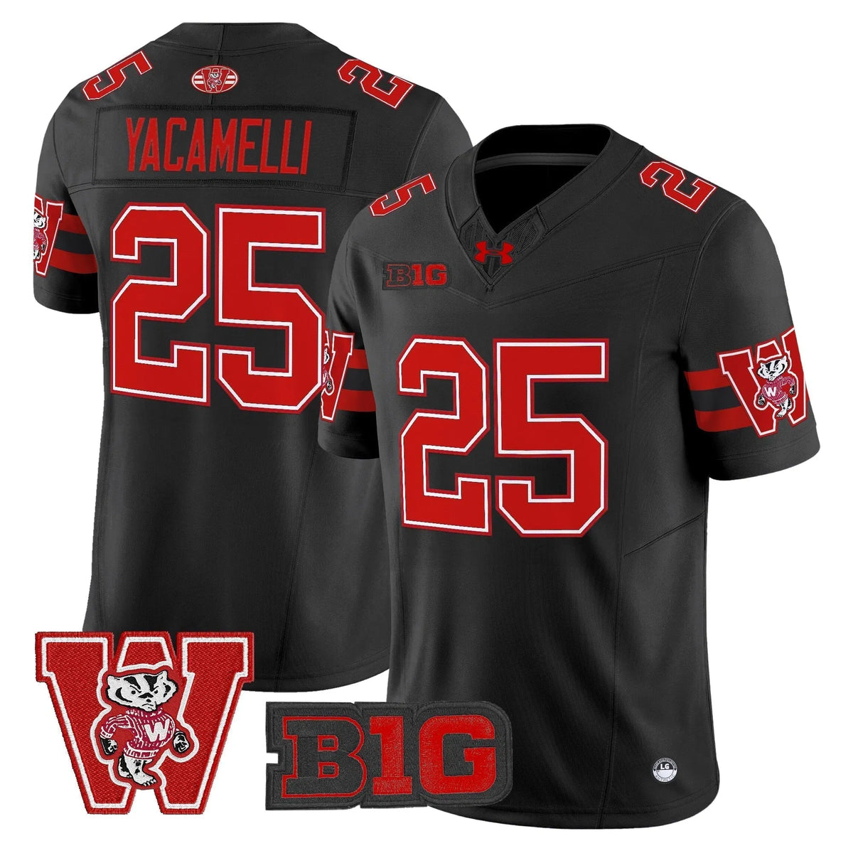 Personalized Wisconsin Badgers Throwback Vapor Limited Jersey - Black / Cade Yacamelli Stitched