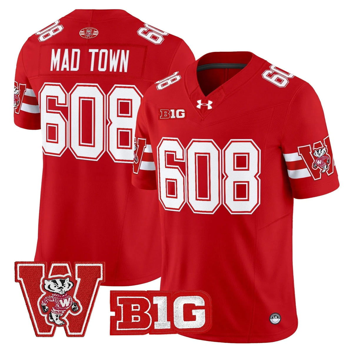 Personalized Wisconsin Badgers Throwback Vapor Limited Jersey - Red / Mad Town 608 Stitched