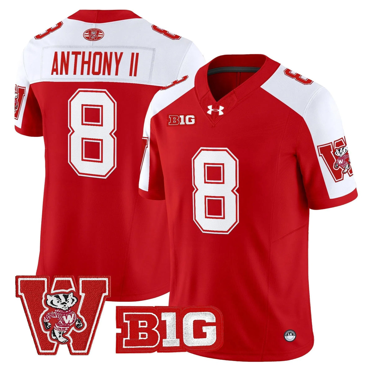 Personalized Wisconsin Badgers Throwback Vapor Limited Jersey - Red Alternate / Vinny Anthony II Stitched