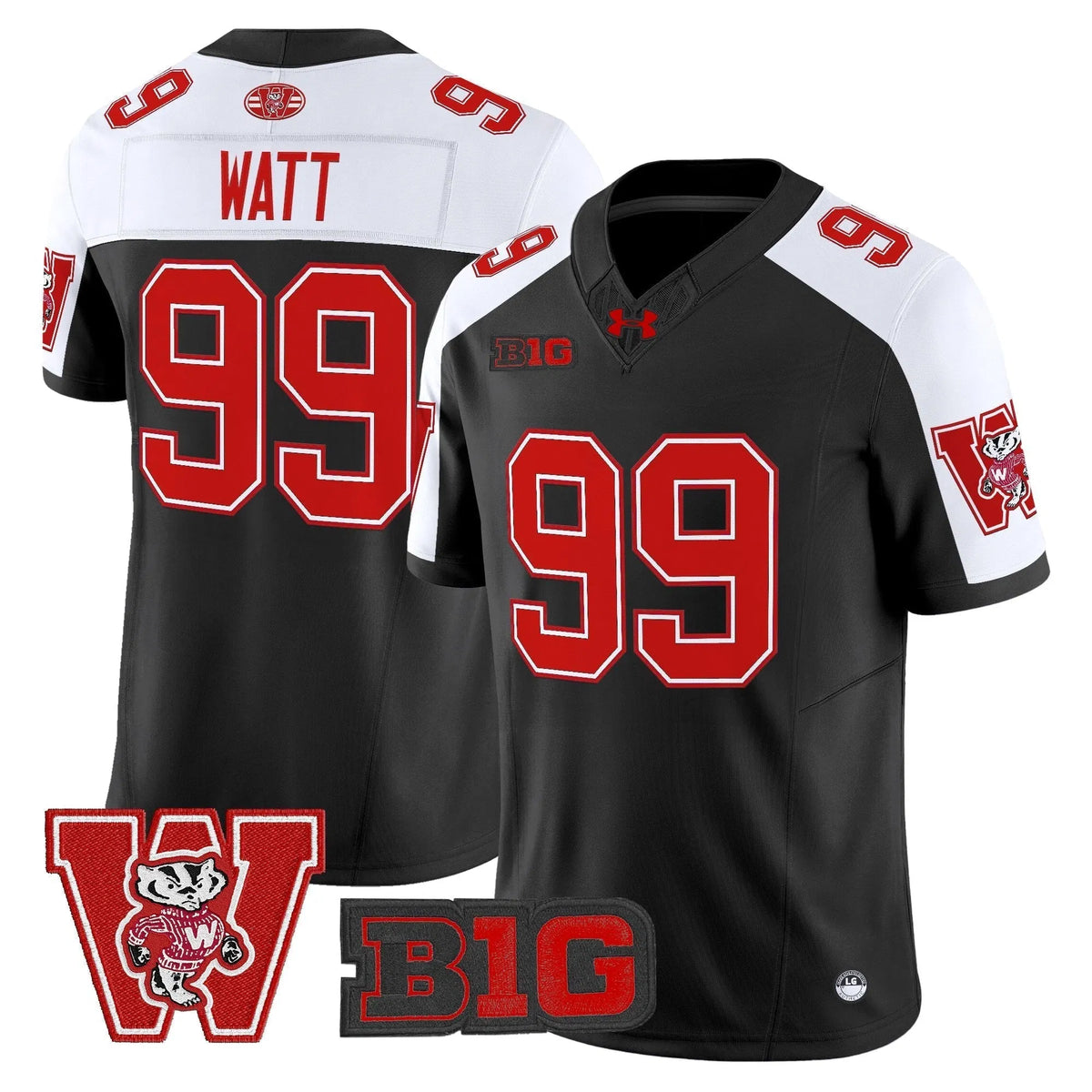 Personalized Wisconsin Badgers Throwback Vapor Limited Jersey - Black Alternate / J.J. Watt Stitched
