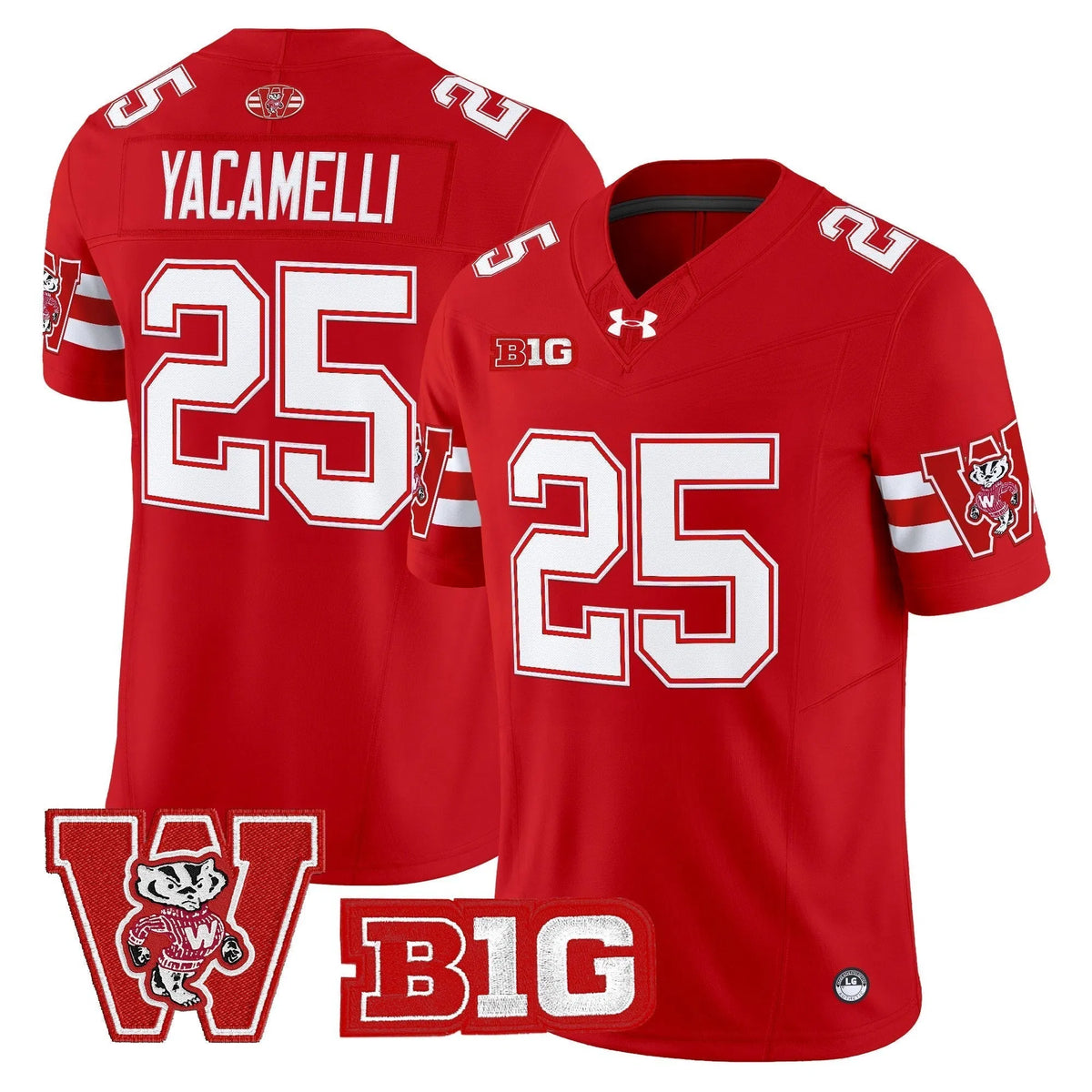 Personalized Wisconsin Badgers Throwback Vapor Limited Jersey - Red / Cade Yacamelli Stitched