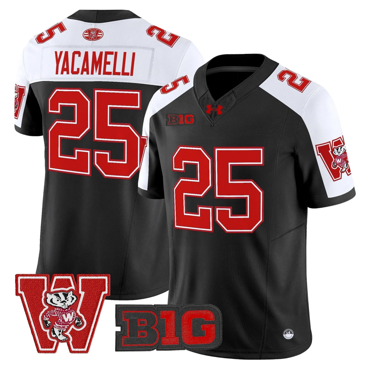 Personalized Wisconsin Badgers Throwback Vapor Limited Jersey - Black Alternate / Cade Yacamelli Stitched