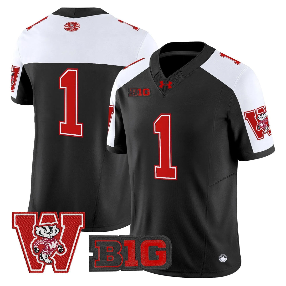 Personalized Wisconsin Badgers Throwback Vapor Limited Jersey - Black Alternate / #1 Team Stitched