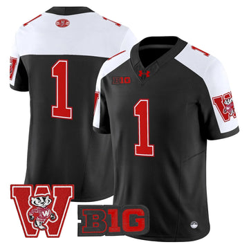 Personalized Wisconsin Badgers Throwback Vapor Limited Jersey - Black Alternate / #1 Team Stitched