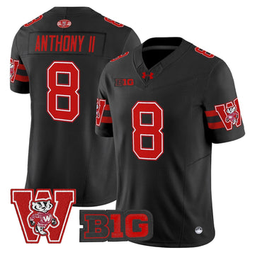 Personalized Wisconsin Badgers Throwback Vapor Limited Jersey - Black / Vinny Anthony II Stitched