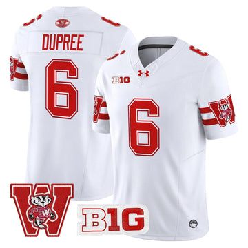 Personalized Wisconsin Badgers Throwback Vapor Limited Jersey - White / Darrion Dupree Stitched