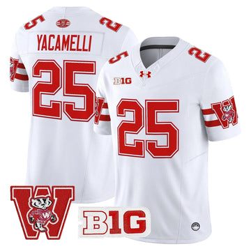 Personalized Wisconsin Badgers Throwback Vapor Limited Jersey - White / Cade Yacamelli Stitched