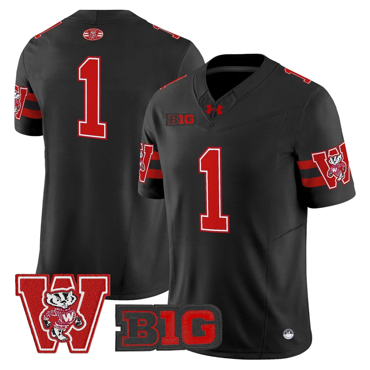 Personalized Wisconsin Badgers Throwback Vapor Limited Jersey - Black / #1 Team Stitched