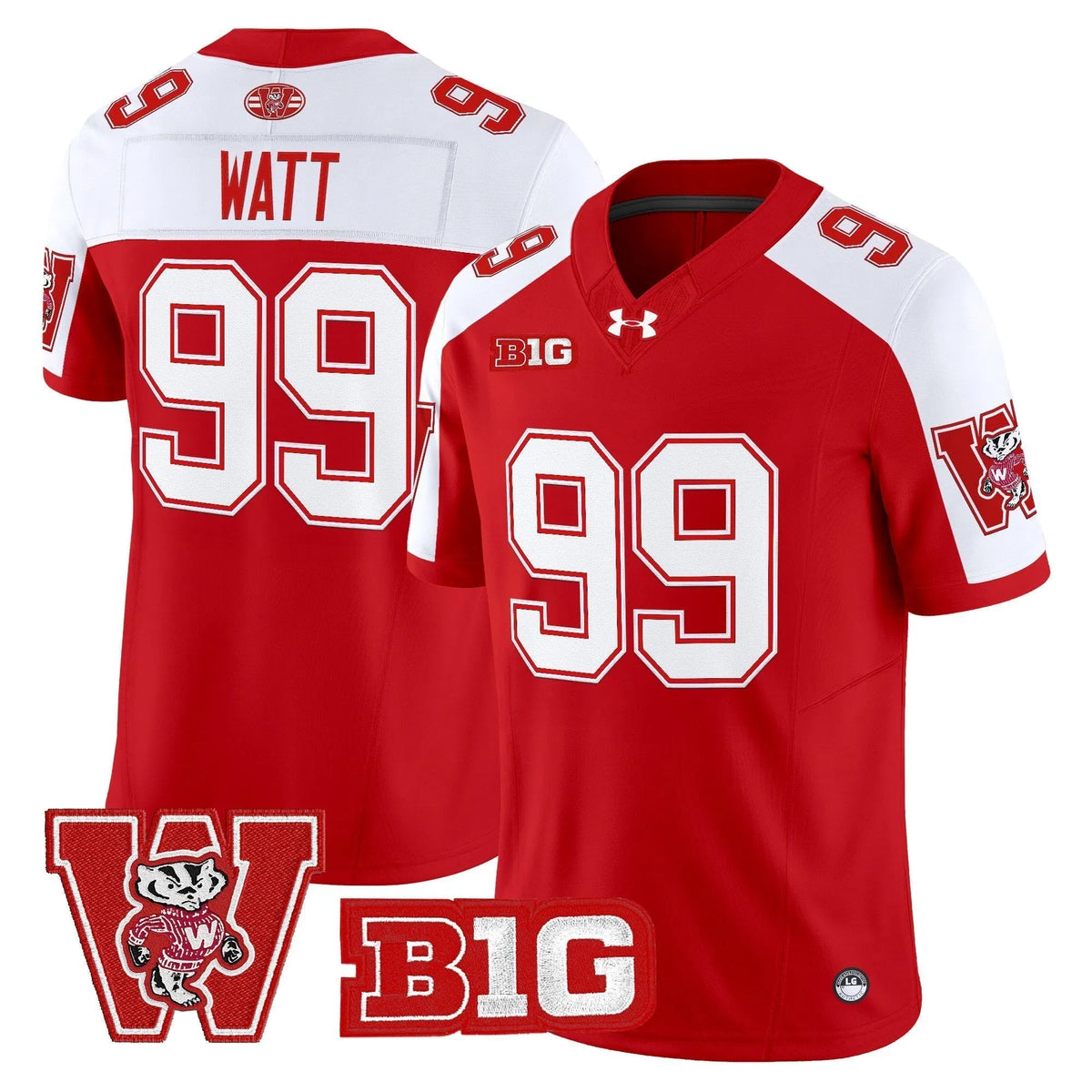 Personalized Wisconsin Badgers Throwback Vapor Limited Jersey - Red Alternate / J.J. Watt Stitched