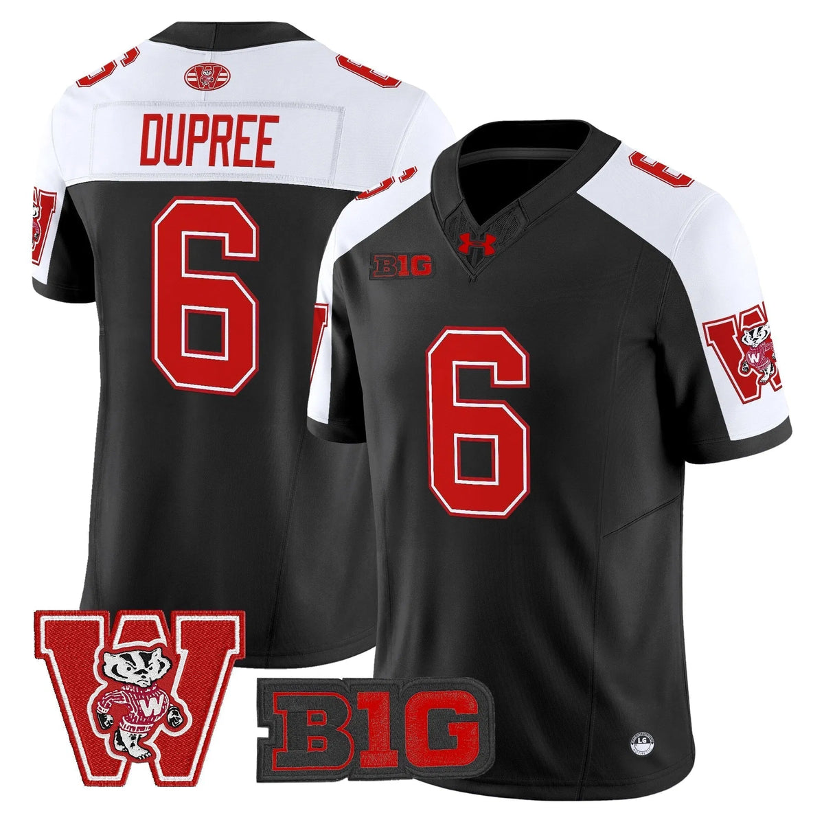 Personalized Wisconsin Badgers Throwback Vapor Limited Jersey - Black Alternate / Darrion Dupree Stitched