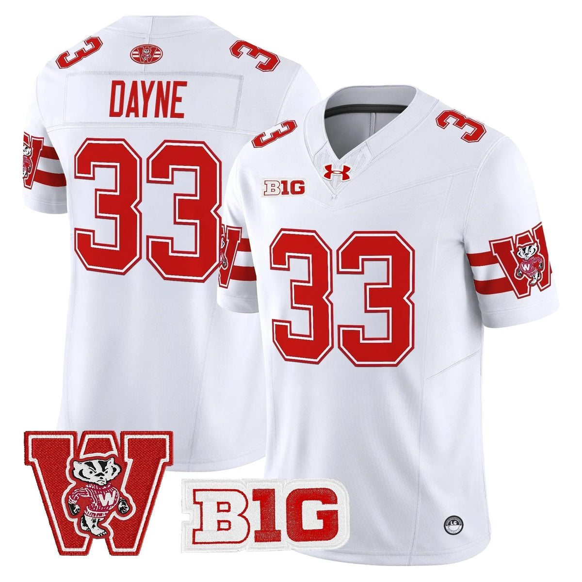 Personalized Wisconsin Badgers Throwback Vapor Limited Jersey - White / Ron Dayne Stitched