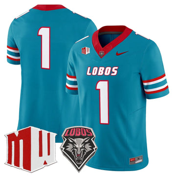 Personalized New Mexico Lobos 2026 Vapor Limited Jersey - Turquoise / #1 Team Stitched