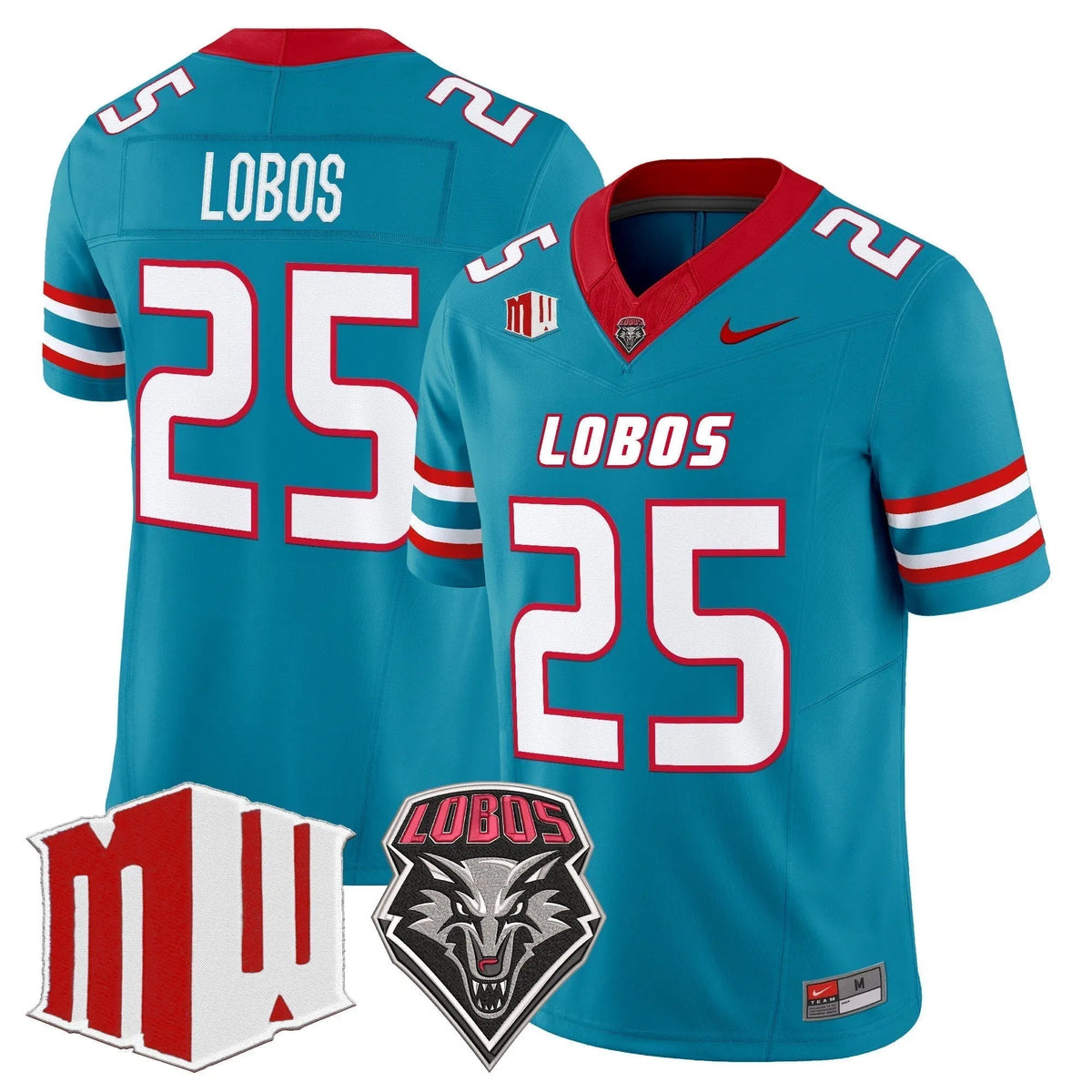 Personalized New Mexico Lobos 2026 Vapor Limited Jersey - Turquoise / #25 Lobos Stitched