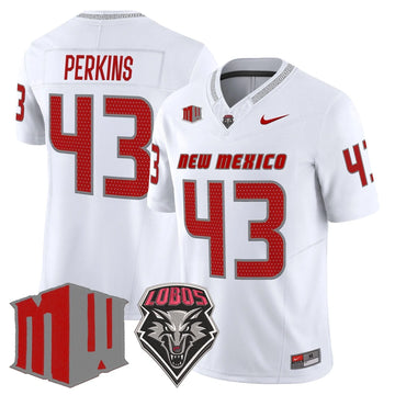 Personalized New Mexico Lobos 2026 Vapor Limited Jersey - White / Don Perkins Stitched