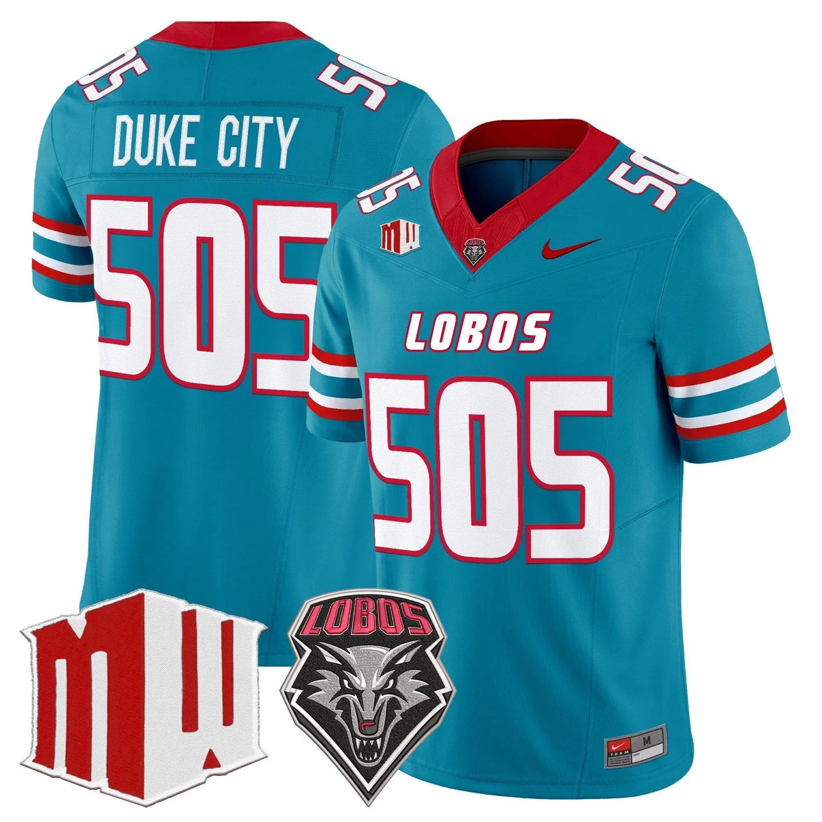 Personalized New Mexico Lobos 2026 Vapor Limited Jersey - Turquoise / Duke City 505 Stitched