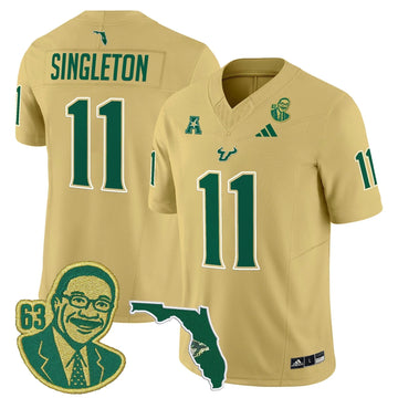 Personalized South Florida Bulls 'Lee Roy Selmon Legacy Edition' Vapor Limited Jersey - Gold / Keshaun Singleton Stitched