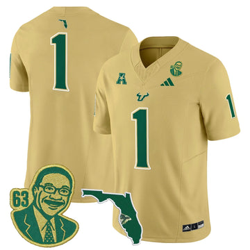 Personalized South Florida Bulls 'Lee Roy Selmon Legacy Edition' Vapor Limited Jersey - Gold / #1 Team Stitched