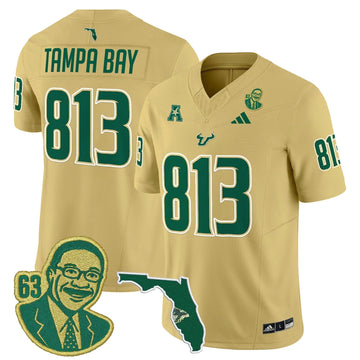 Personalized South Florida Bulls 'Lee Roy Selmon Legacy Edition' Vapor Limited Jersey - Gold / Tampa Bay 813 Stitched