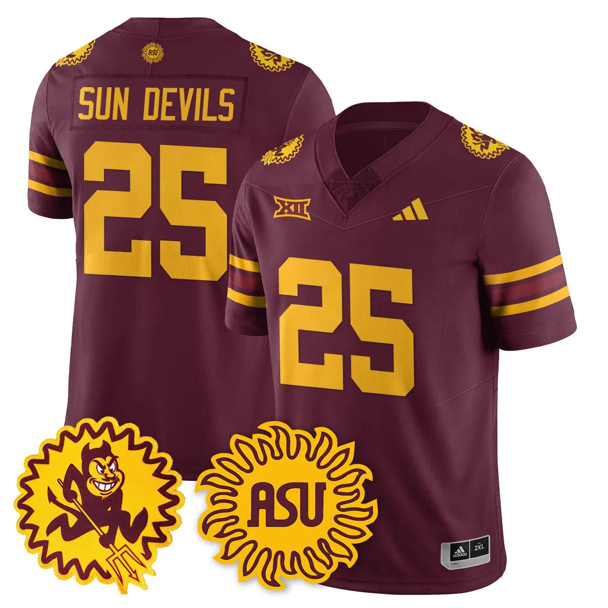 Personalized ASSD 1975 Throwback Uniform - Maroon / Sun Devils Stitched