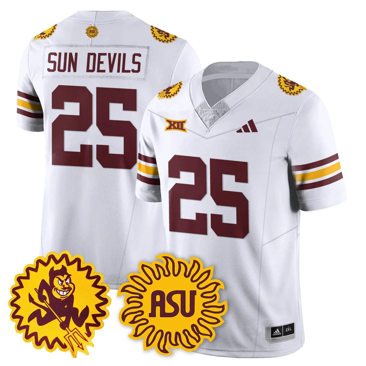 Personalized ASSD 1975 Throwback Uniform - White / Sun Devils Stitched