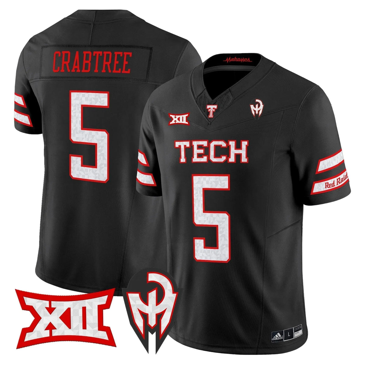 Personalized TTU 'Too Cold' Vapor Limited Jersey - Mahomes Collection - Black / Michael Crabtree Stitched