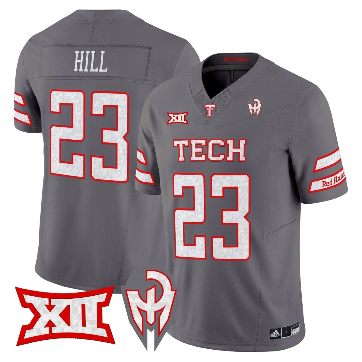 Personalized TTU 'Too Cold' Vapor Limited Jersey - Mahomes Collection - Gray / Adam Hill Stitched