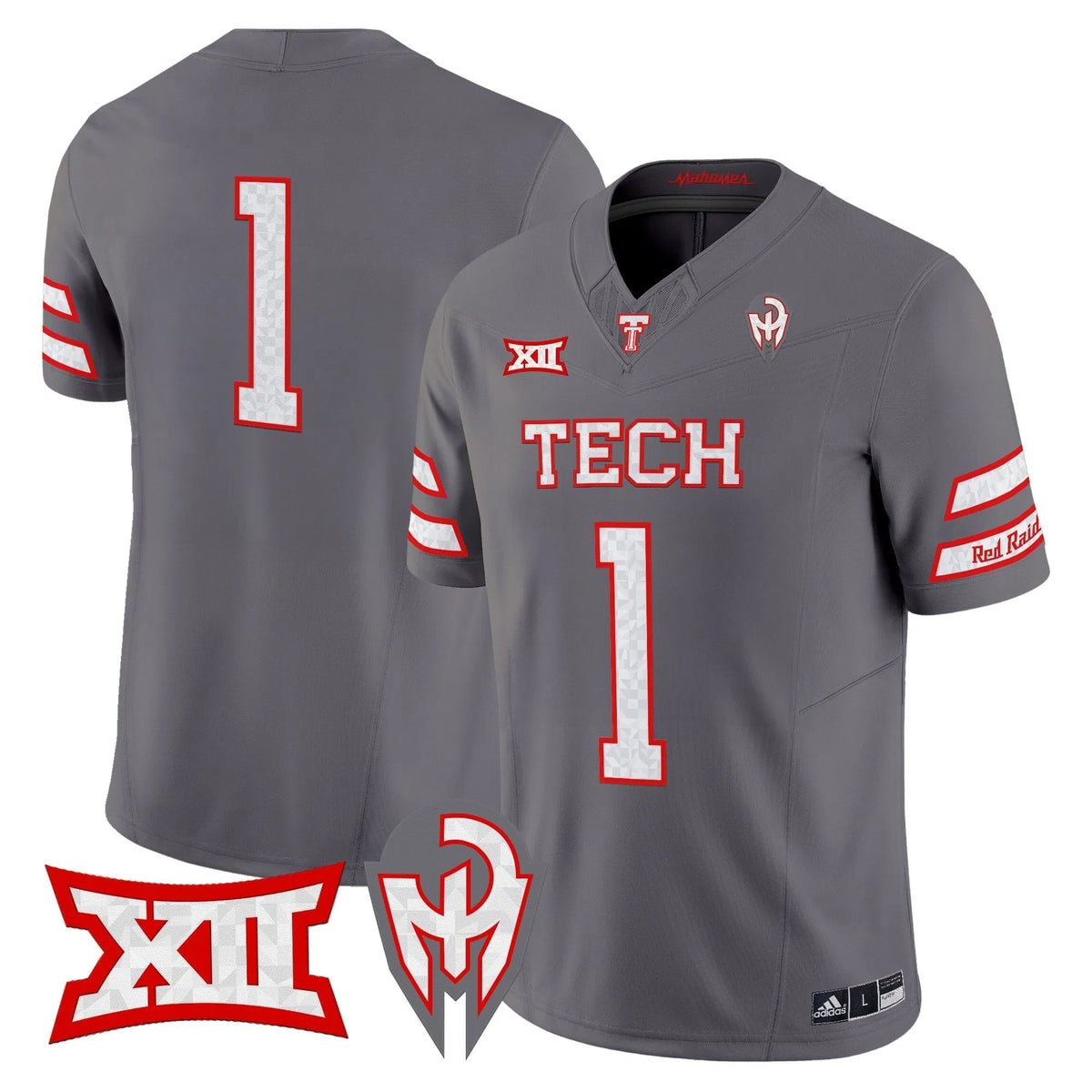 Personalized TTU 'Too Cold' Vapor Limited Jersey - Mahomes Collection - Gray / #1 Team Stitched