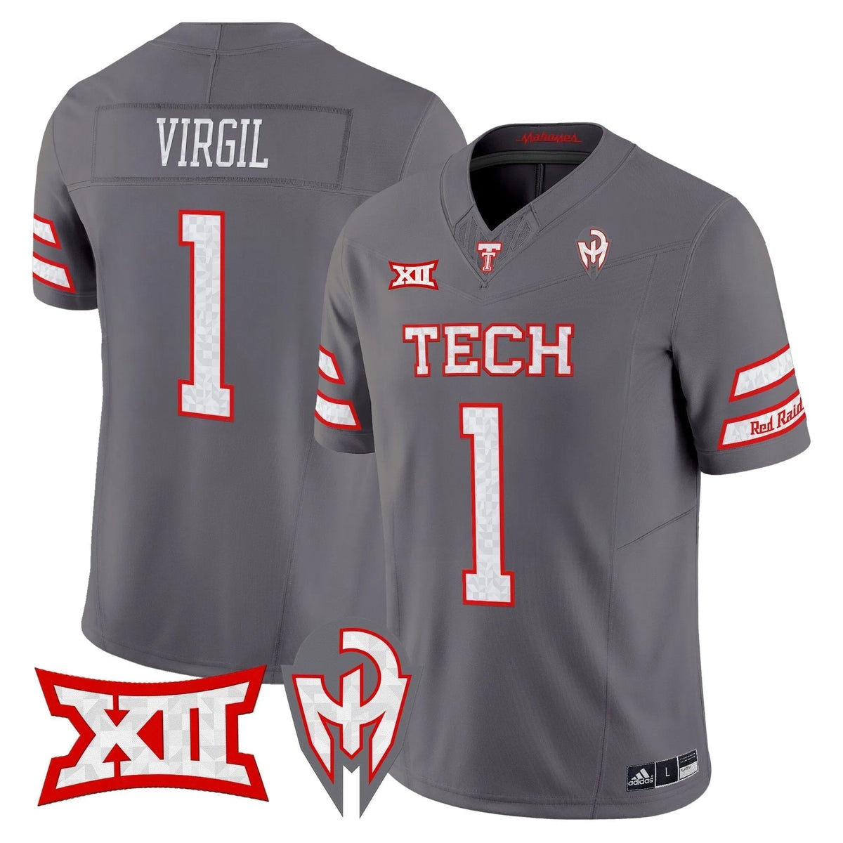 Personalized TTU 'Too Cold' Vapor Limited Jersey - Mahomes Collection - Gray / Reggie Virgil Stitched
