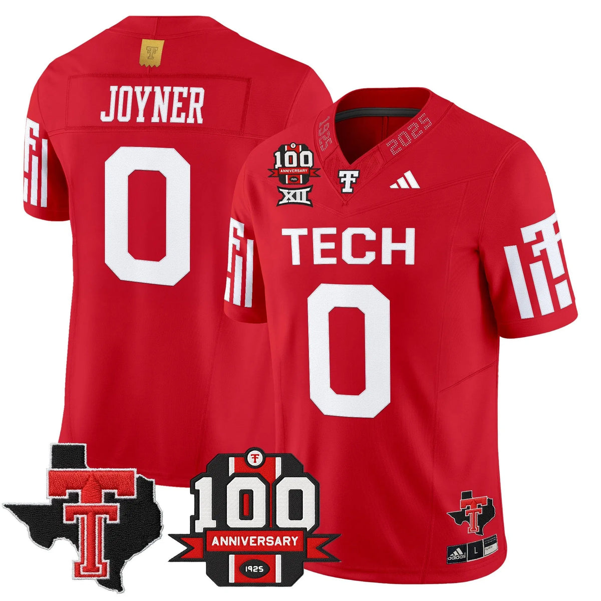 Personalized TTU 2026 Vapor Limited Jersey - 100th Anniversary & Texas Patch - Red / Quinten Joyner Stitched