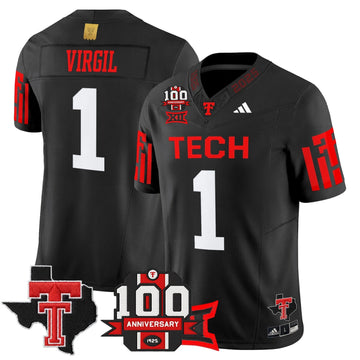 Personalized TTU 2026 Vapor Limited Jersey - 100th Anniversary & Texas Patch - Black / Reggie Virgil Stitched