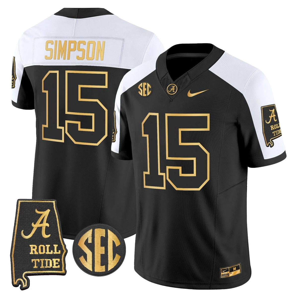 Personalized BAMA 2026 Gold Vapor Limited Jersey - Alabama Map - Alternate / Ty Simpson Stitched