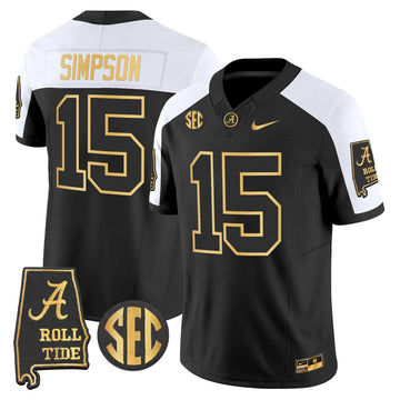 Personalized BAMA 2026 Gold Vapor Limited Jersey - Alabama Map - Alternate / Ty Simpson Stitched