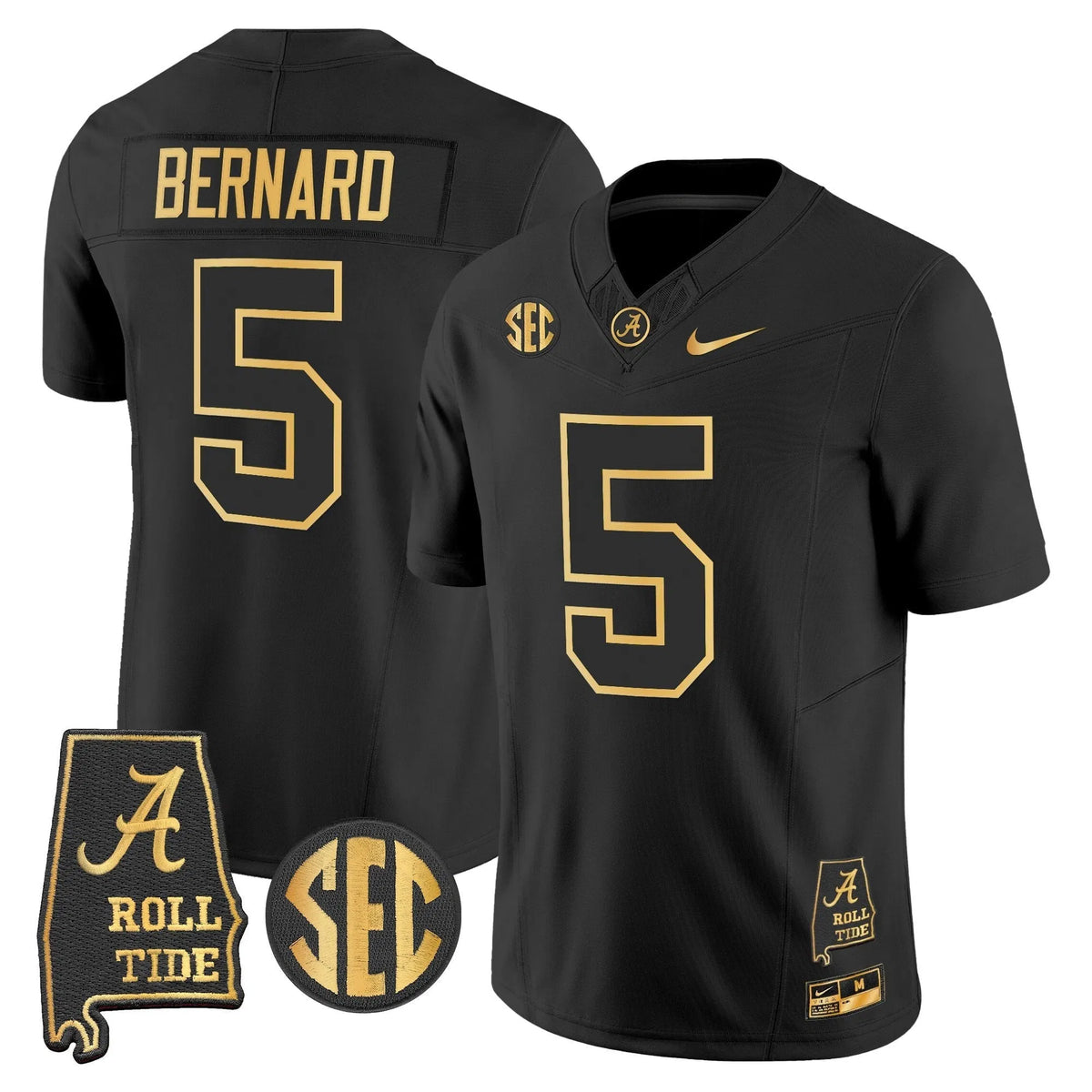 Personalized BAMA 2026 Gold Vapor Limited Jersey - Alabama Map - Black Gold / Germie Bernard Stitched