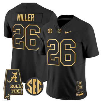 Personalized BAMA 2026 Gold Vapor Limited Jersey - Alabama Map - Black Gold / Jam Miller Stitched
