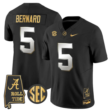 Personalized BAMA 2026 Gold Vapor Limited Jersey - Alabama Map - Black Limited / Germie Bernard Stitched