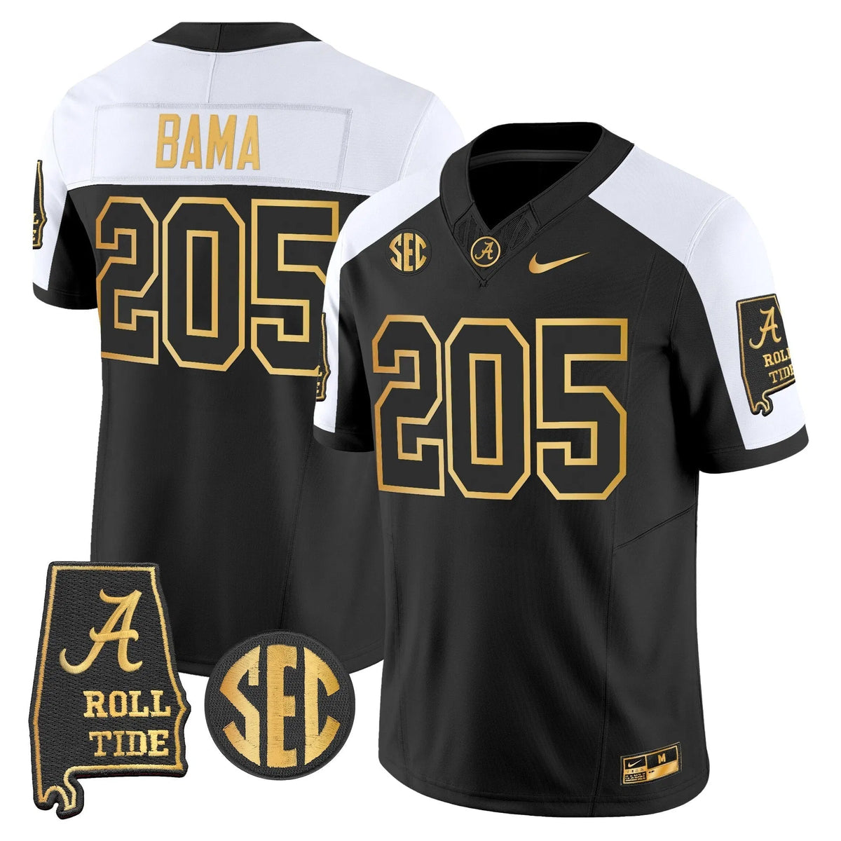 Personalized BAMA 2026 Gold Vapor Limited Jersey - Alabama Map - Alternate / Bama 205 Stitched